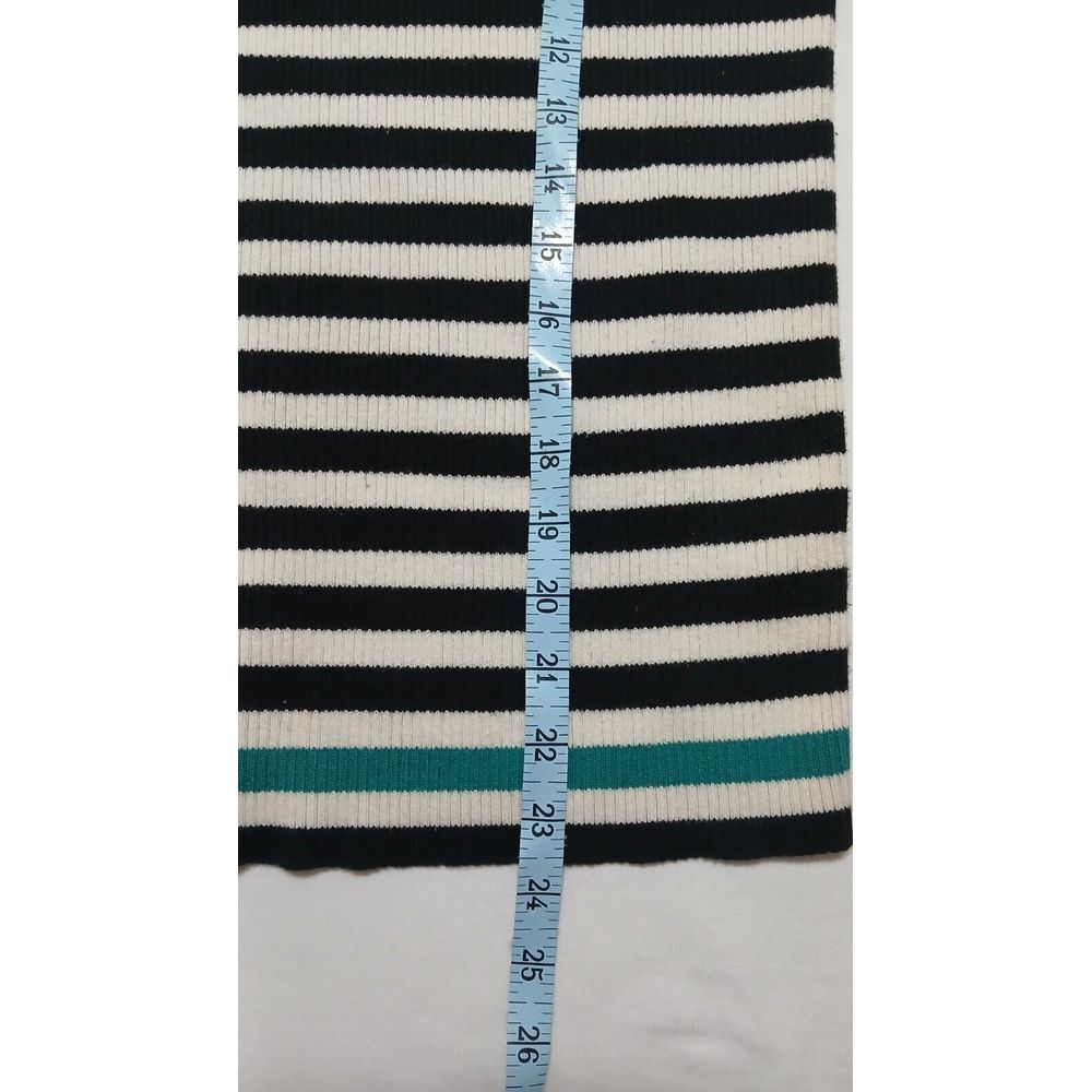 Lauren Ralph Lauren Rib Knit Sweater Women Medium Green Black Stripe Gold Button - Picture 7 of 8